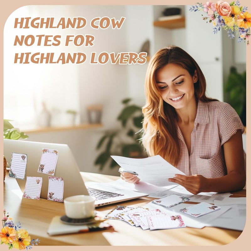 Chiisong 12 Pieces Highland Cow Sticky Notes 3x4 Inch Animal to Do List Just Loves Butterfly Sunflower Memo Notes Highland Cow Gifts Home Kawaii Cute Office Supplies - Image 4